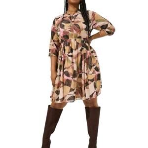 Torrid Mini Clip Dot Front Keyhole Dress Women’s Size 1/1X Abstract Neutral